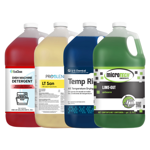 COMBO / Detergent, Sanitizer, Temp Rinse, Delimer (4 gallons per box / 4 boxes total)