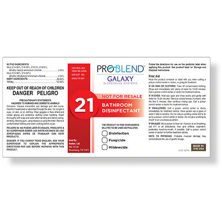 Problend Galaxy 21 Bathroom Disinfectant RTU Label